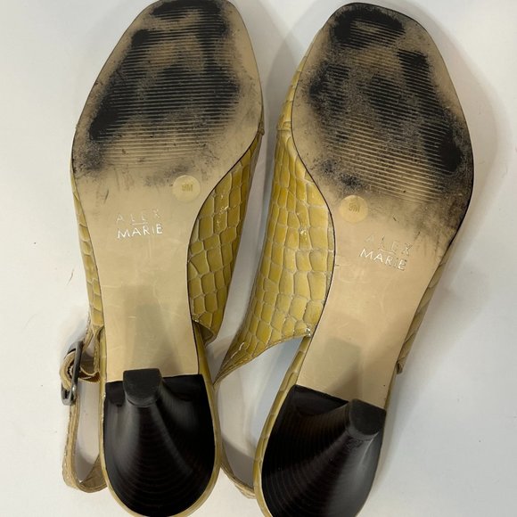 2 for $20. Alex Marie Yellow Leather Open Toe Snake skin design women's size 9. - Picture 5 of 9